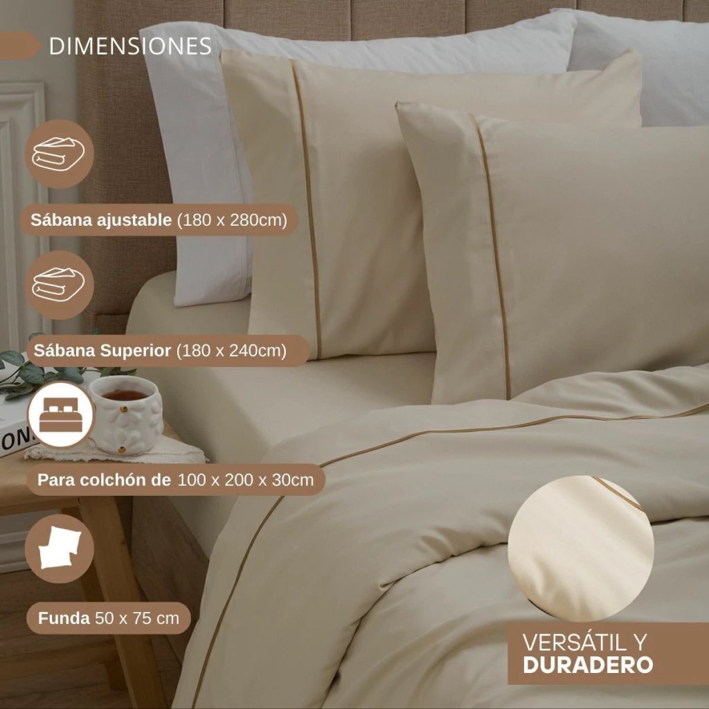 Juego Sábanas Palette Plain Twin Size 600 Hilos - Imagen 10