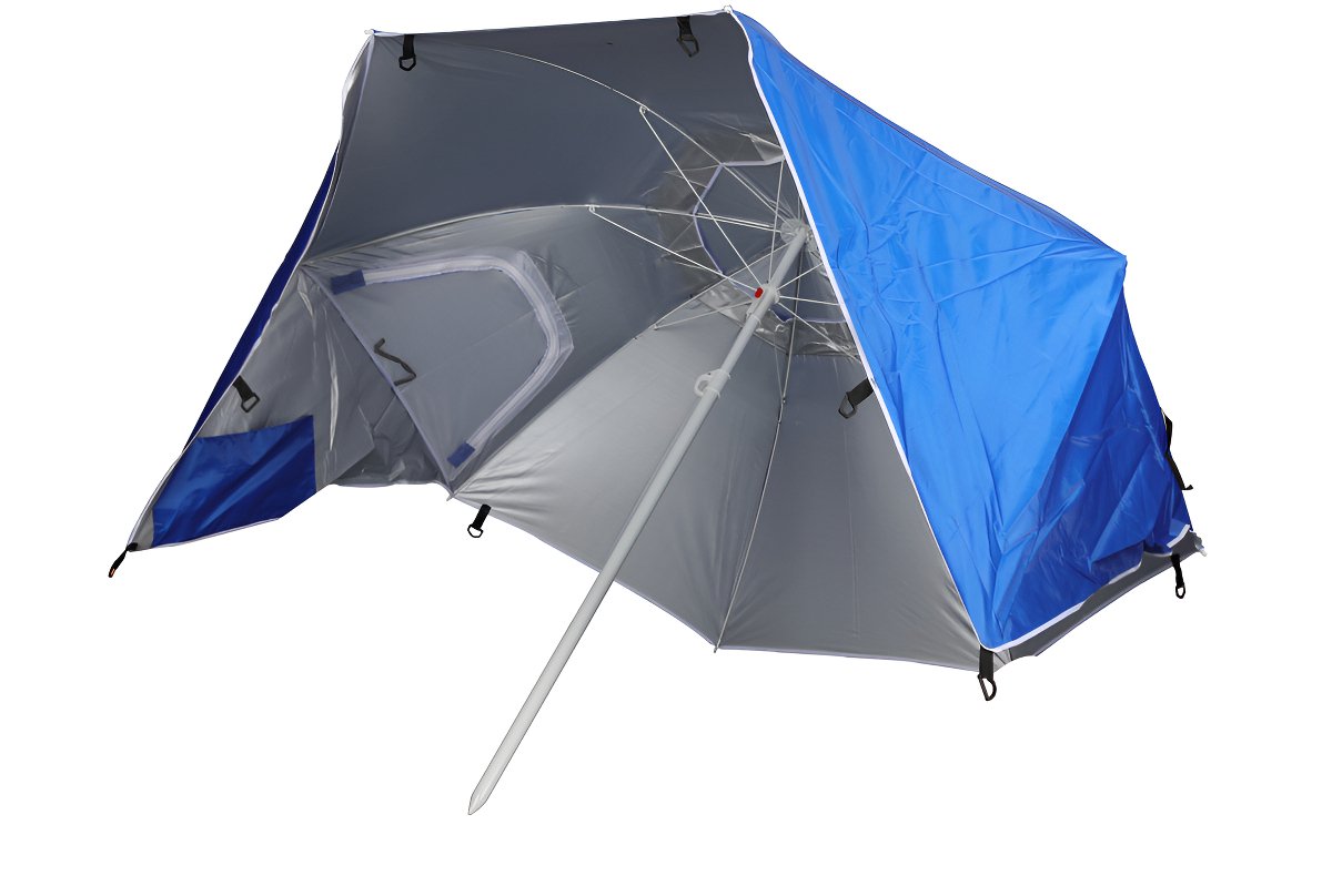 Sombrilla Con Rompeviento Reforzada Carpa Playa Proline Azul