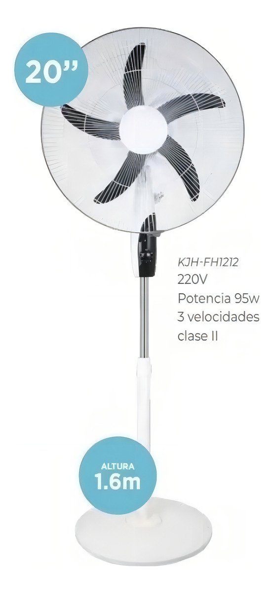 Ventilador De Pie Kanjihome Kjh-fh1212 De 20 Pulgadas 95w Color De La Estructura Blanco - Imagen 5