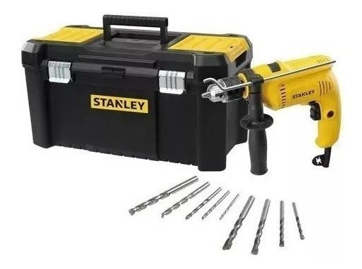 Taladro Percutor Stanley Sdh600 +caja De 19 Pulgadas+ Brocas Color Amarillo Frecuencia 50 Hz