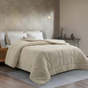 Edredón King Size Premium Matelaseado Y Coral Fleece Suave New Amsterdam Crudo Lisa Sí