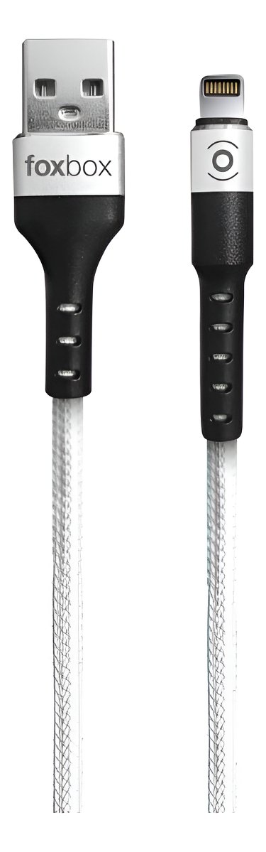 Cable Foxbox Round 2m Compatible Para iPhone Negro Blanco