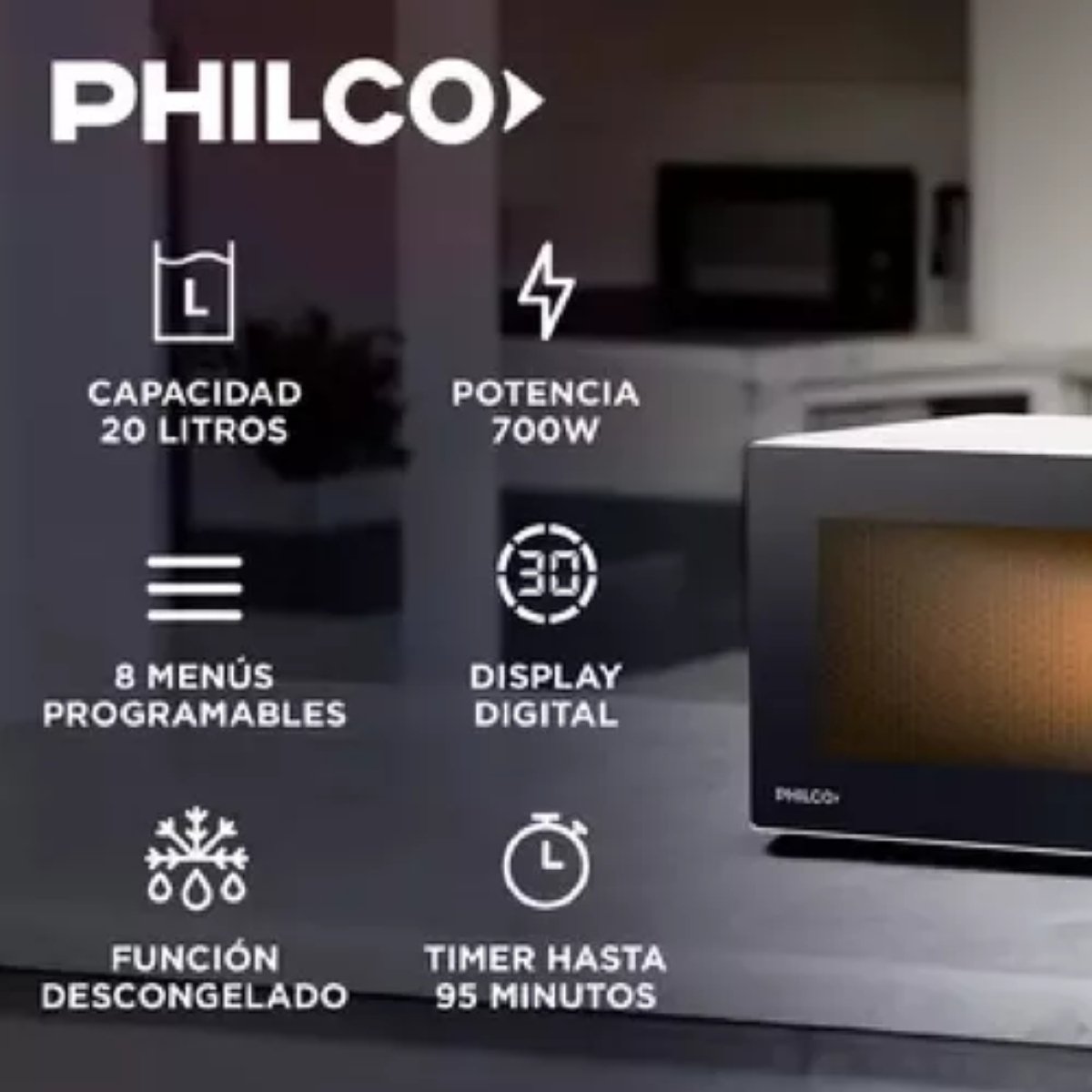 Microondas Digital Philco Mphdw20uap Color Blanco 700w 20 Litros - Imagen 7