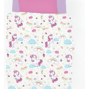 Cubrecama Verano Piñata Unicornio 1 1/2 Plaza Reversible Microfibra
