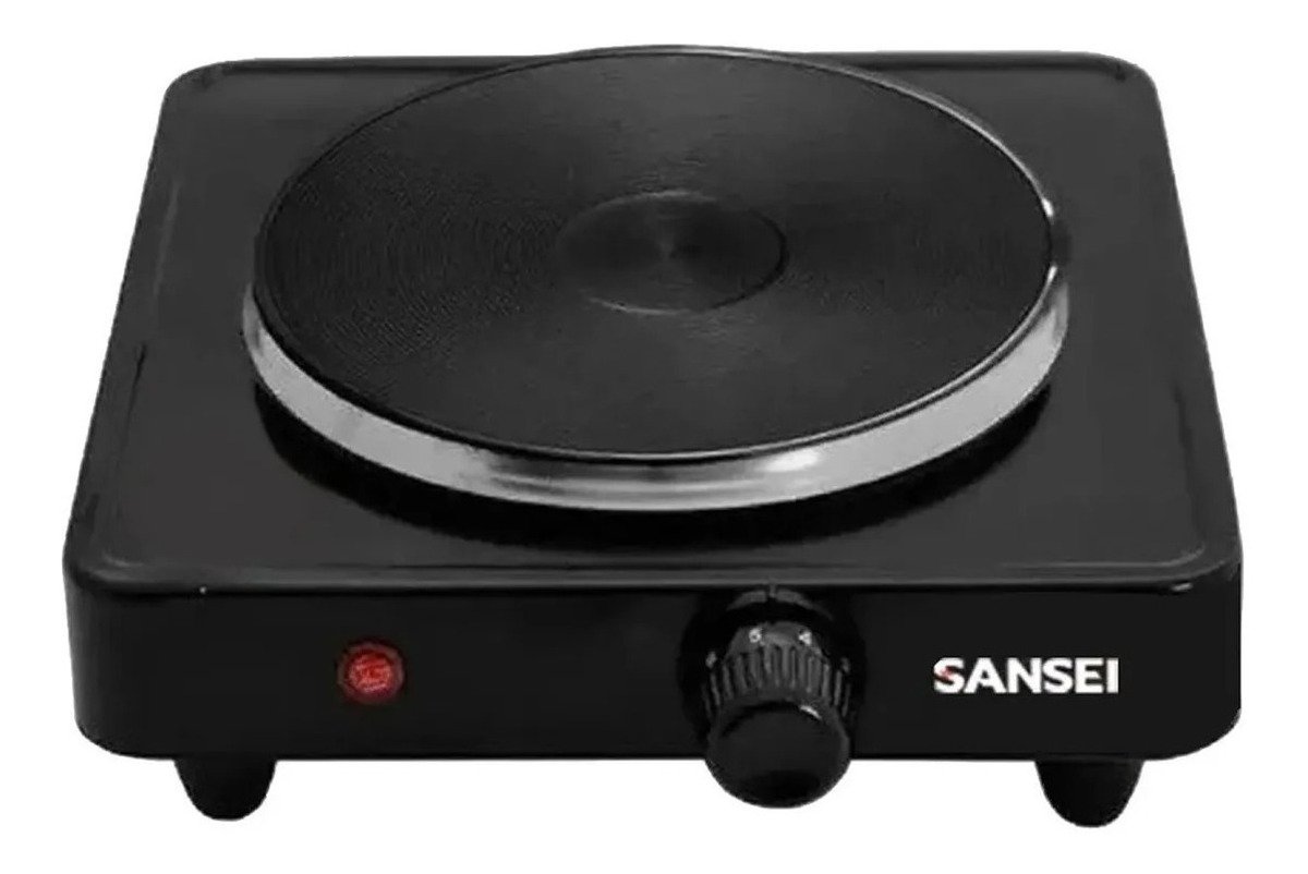 Anafe Eléctrico 1 Hornalla Sansei Ansn1cbn 1000w 155mm Color Negro