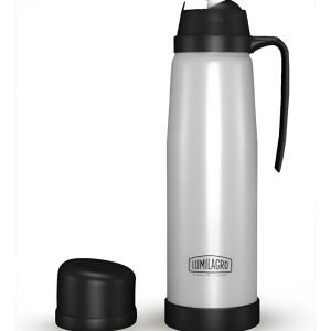 Termo Acero Lumilagro 750 Ml Con Manija Pico Matero Plateado