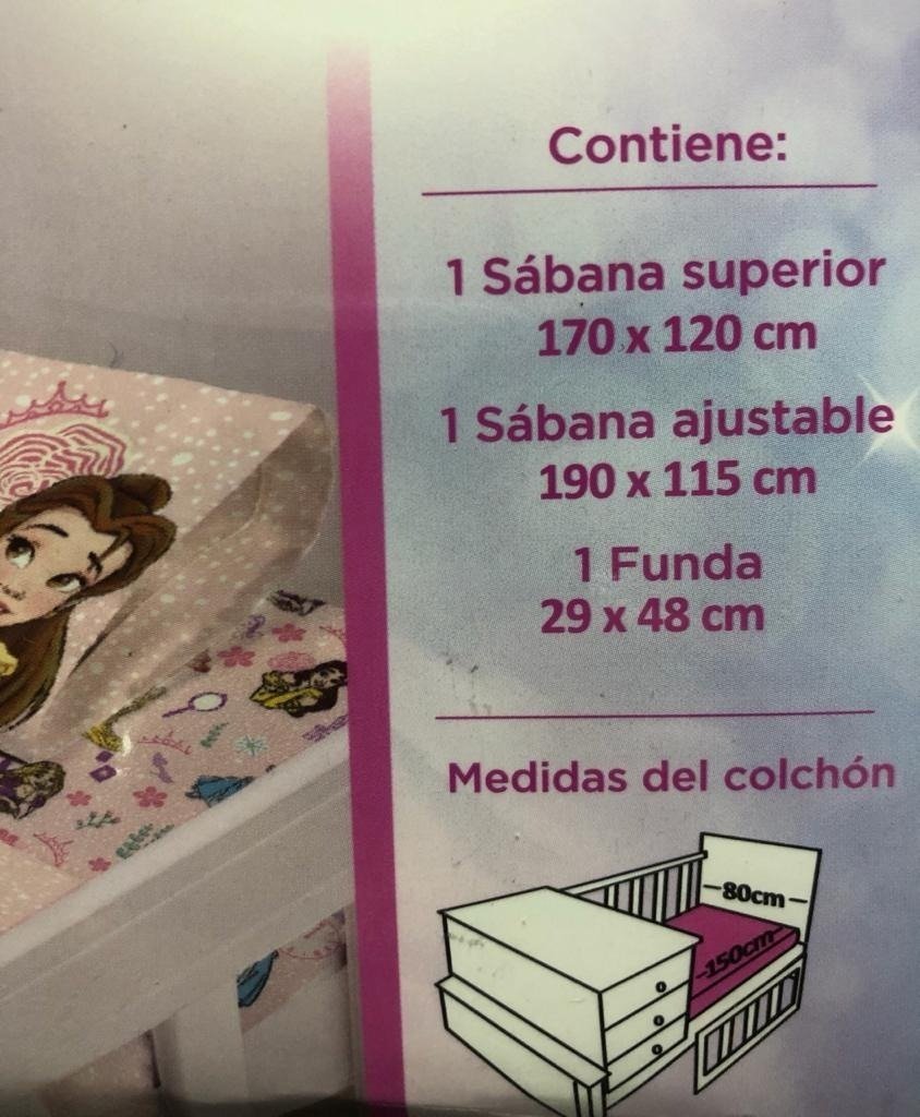 Juego De Sabanas Cuna Funcional Piñata Disney Princesa Rosa Princesa - Imagen 2