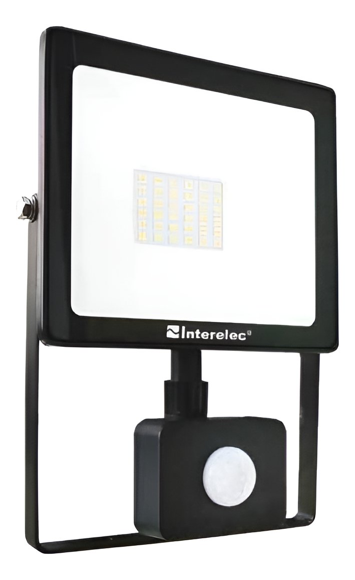 Reflector Proyector Led 30w Sensor Movimiento Interelec 6500 Negro