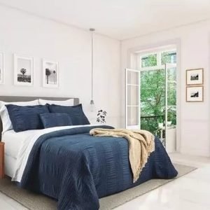 Cubrecama En Kit Boston Jean Cartier Azul 2 1/2 Azul Poliéster