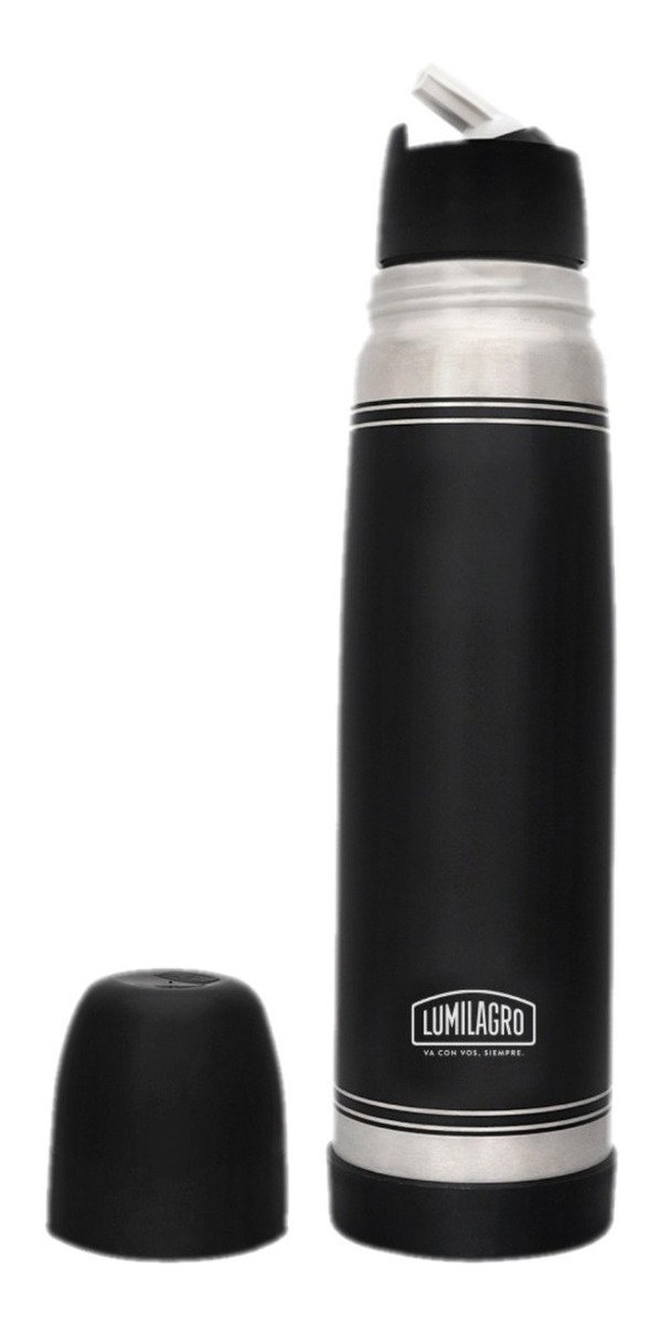 Termo Lumilagro Luminox Negro De Acero Inoxidable 1 L - Imagen 2