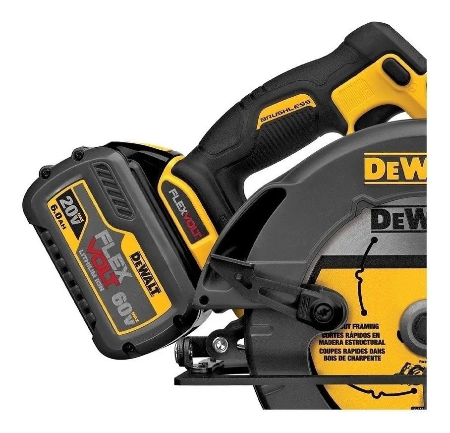 Sierra Circular Inal. Dewalt Dcs578t2 7 1/4 Flex Volt 60v Amarillo 50 - Imagen 2