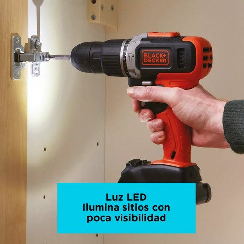 Taladro Percutor Atornillador Inalámbrico De 10mm Black+decker Bcd704c1 + 1 Batería De 1.5ah + Accesorio Con Caja De Cartón Naranja - Imagen 5