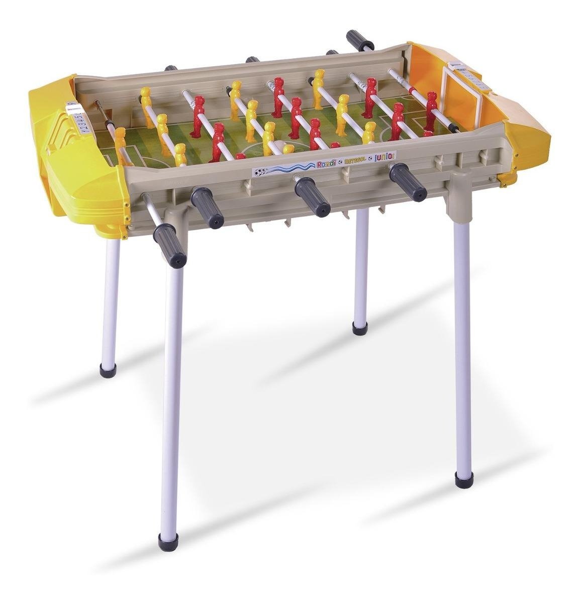 Metegol Rondi Junior Color Gris Y Amarillo Con Jugadores De Plástico Y Pelotas Incluidas Gris/amarillo - Imagen 3