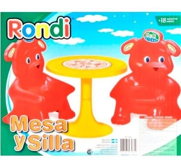 Juego De Mesa Para Niños Rondi 2 Sillas Osito Plastico Z/nor Rojo - Imagen 2