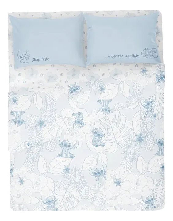 Juego Sabanas Piñata Stitch 21/2 Queen Colchon 160x200x30cm Celeste Stitch - Imagen 3