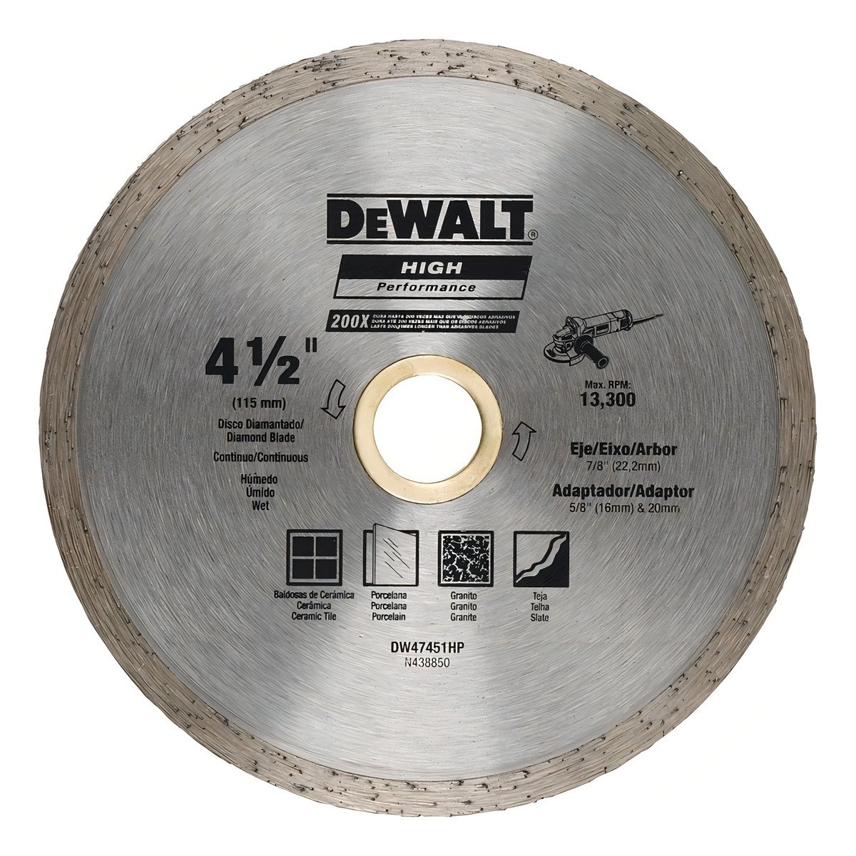 Disco Diamantado 4 1/2 Continuo 22,2mm Eje Dewalt Dw47451hp - Imagen 2