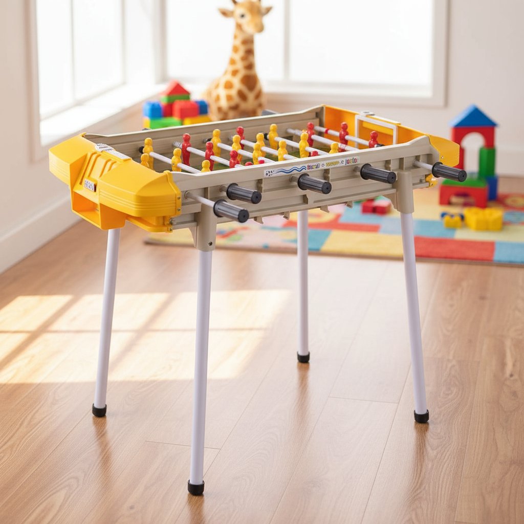 Metegol Rondi Junior Color Gris Y Amarillo Con Jugadores De Plástico Y Pelotas Incluidas Gris/amarillo - Imagen 5