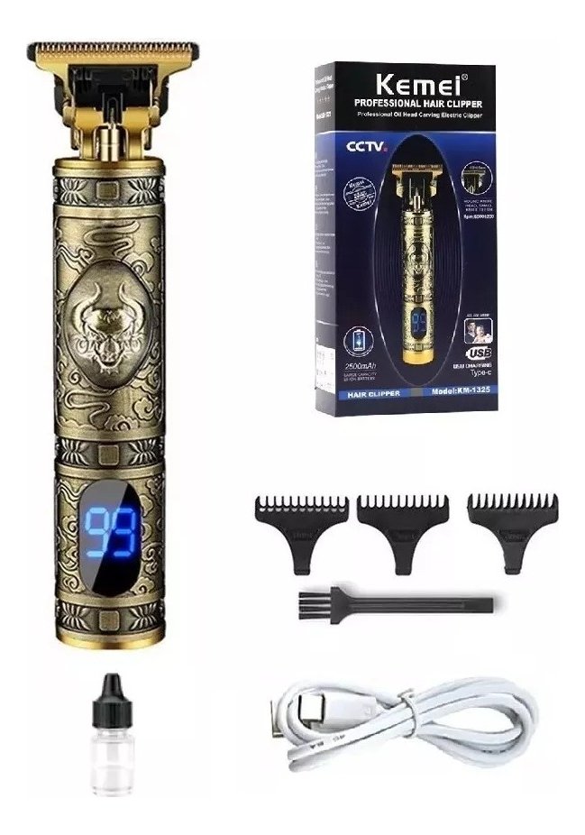 Kemei Km-1325 Cortapelo Inalámbrico Dorado Con Cuchillas Inoxidable - Imagen 8