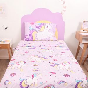 Juego De Sábanas 1 1/2 Plaza Unis Rainbow Color Rosa