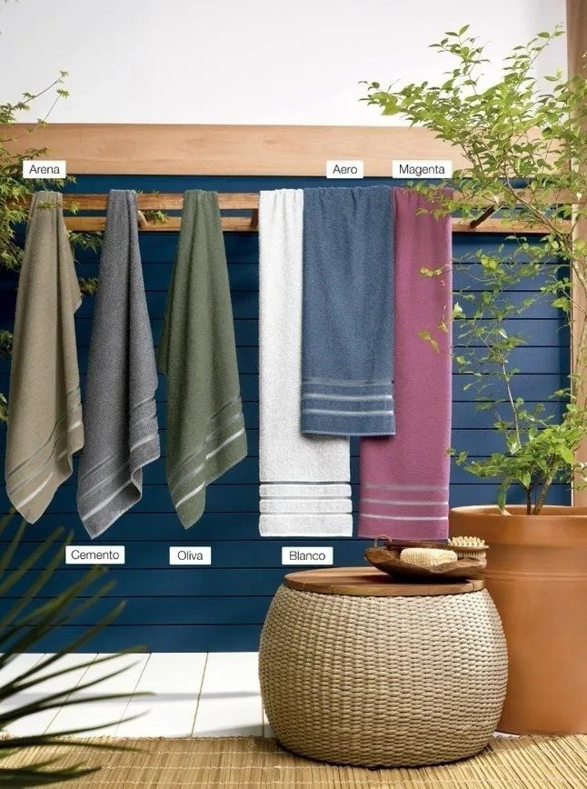 Juego De Toalla Y Toallón 100% Algodon Alcoyana Dry Luisa Arena; Cemento; Oliva; Blanco; Aero; Magenta Liso