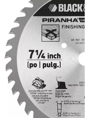 Disco Sierra 7 1/4 -40 Dtes Black And Decker 77-757-ps Gris Oscuro - Imagen 4