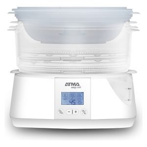 Vaporera Digital Atma Va8121 900w Timer 3 Bandejas Alarma Color Blanco