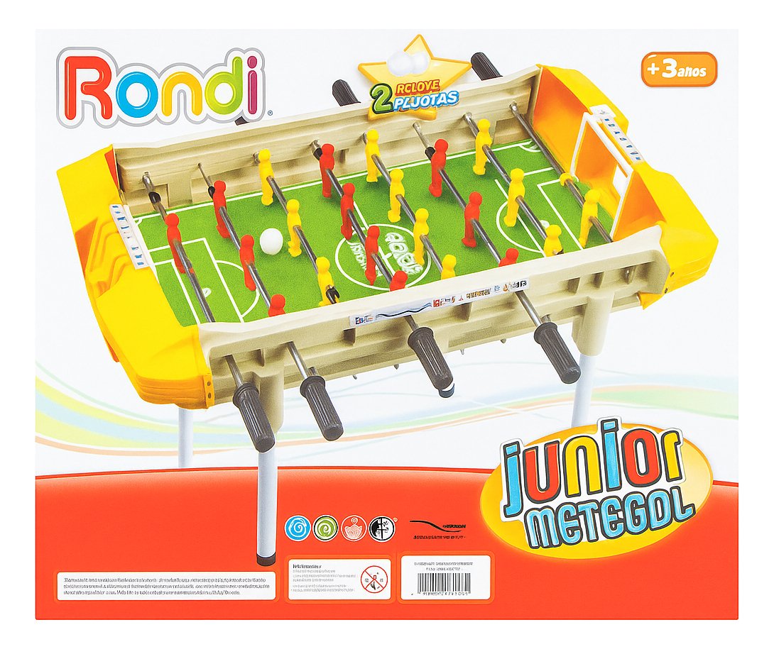 Metegol Rondi Junior Color Gris Y Amarillo Con Jugadores De Plástico Y Pelotas Incluidas Gris/amarillo - Imagen 2