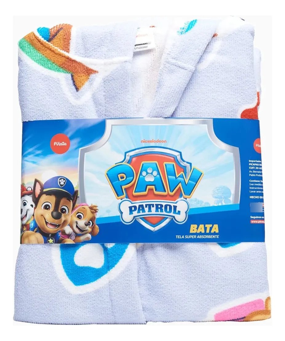 Bata De Toalla Paw Patrol 4-5 Años Piñata Celeste Celeste Paw Patrol Celeste 4-5 Años - Imagen 4