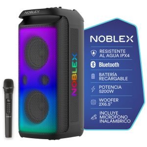 Torre De Sonido Noblex Mnx1600 5200w Karaoke Doble Woofer Negro