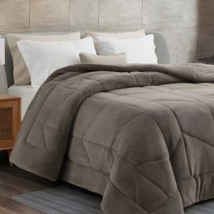 Edredón Alcoyana Amsterdam Twin Size Coral Fleece Color Vison Oscuro Diseño De La Tela New Amsterdam