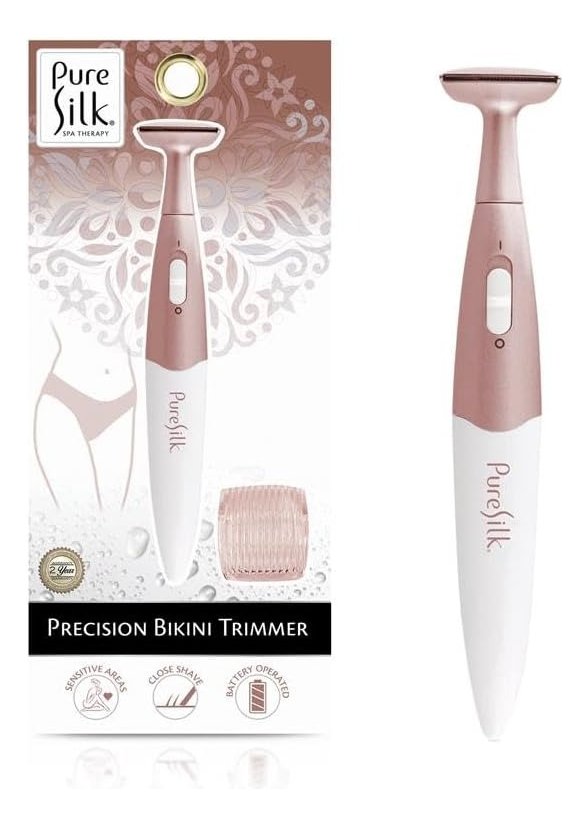 Depilador Pure Silk Trimmer Zona Intima Axilas Y Piernas Electrico Usa Bateria Aaa Sin Irritación Rosa