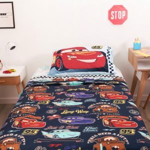 Sábana Ultra Soft Piñata 1 1/2 Plaza Cars Azul Autos