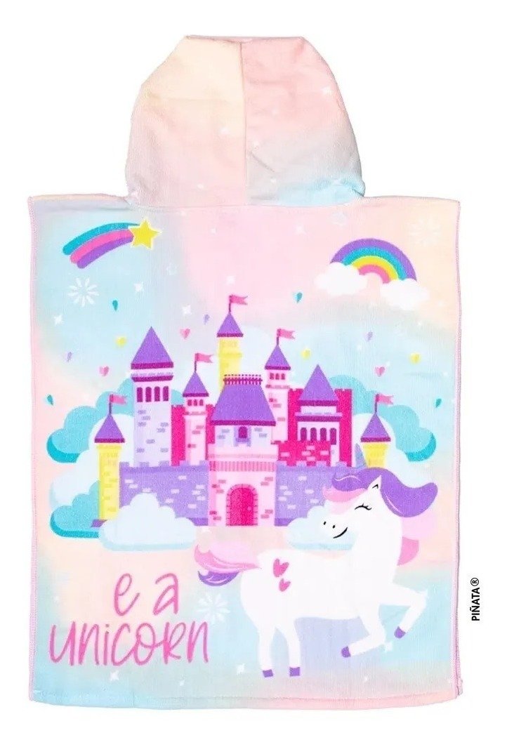 Poncho Toalla Capucha Microfibra Piñata Disney Unis Celeste Infantil - Imagen 2