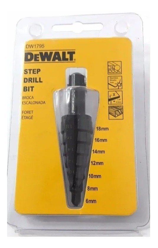 Mecha Broca Escalonada Dewalt Dw1795 6 A 18 Mm 7 Medidas!!!! - Imagen 2