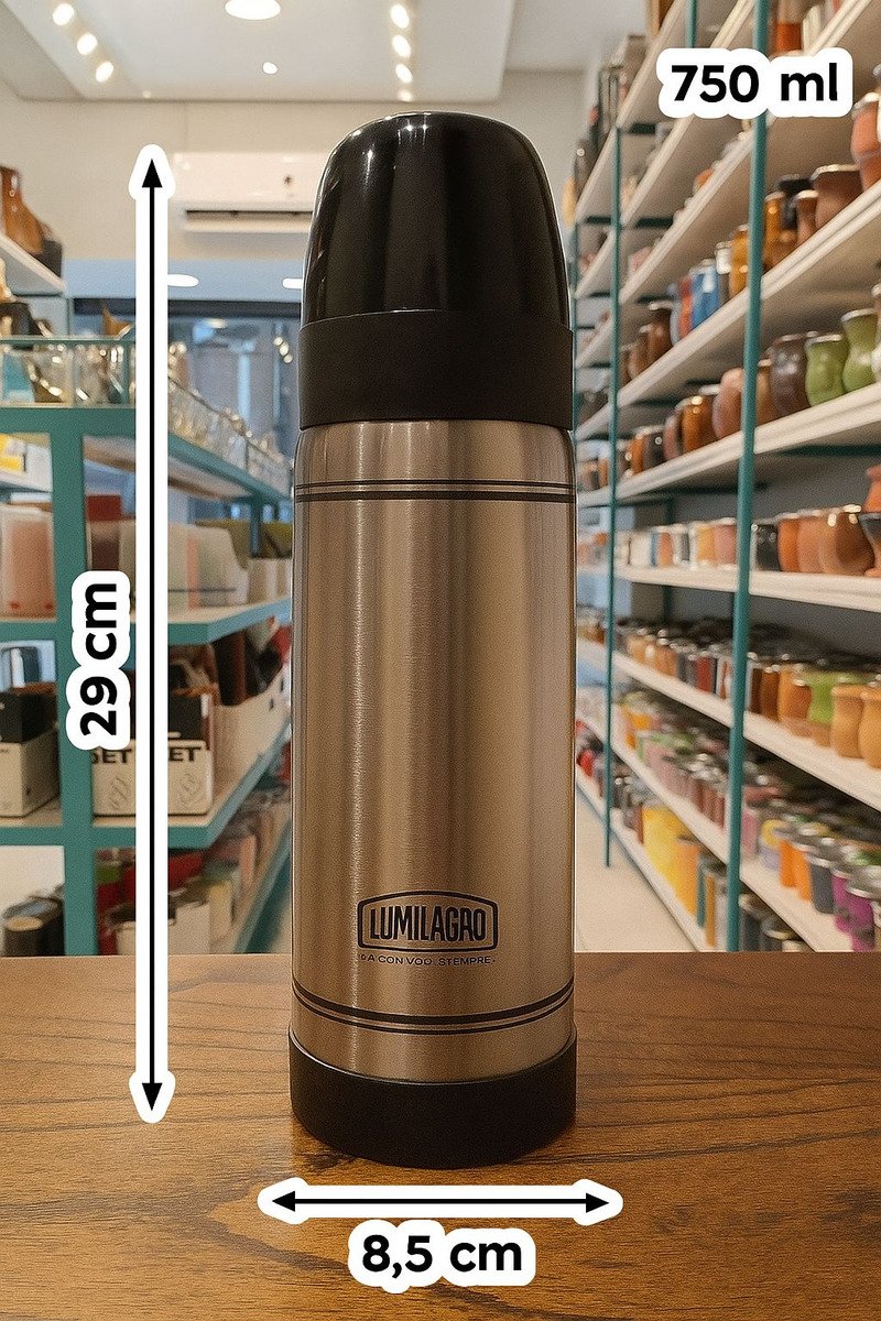 Termo Acero Luminox 750 Ml Bala Pico Matero Lumilagro Plateado - Imagen 5