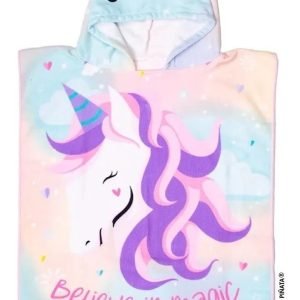 Poncho Toalla Capucha Microfibra Piñata Disney Unis Celeste Infantil
