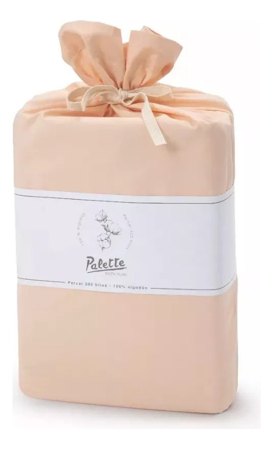 Juego Sabanas Queen Palette Lisa 300 H 100% Algodón Durazno Durazno Liso