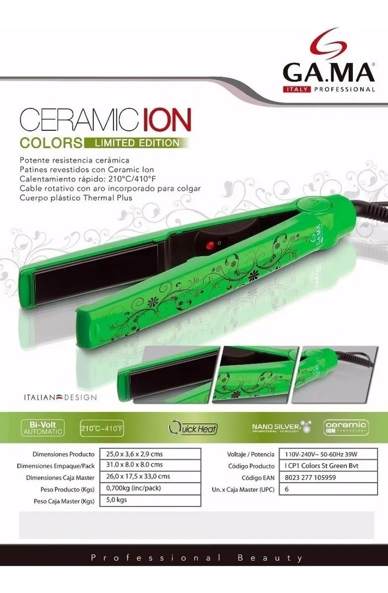 Planchita De Pelo Ceramic Ion Colors Verde Bivolt Verde - Imagen 2