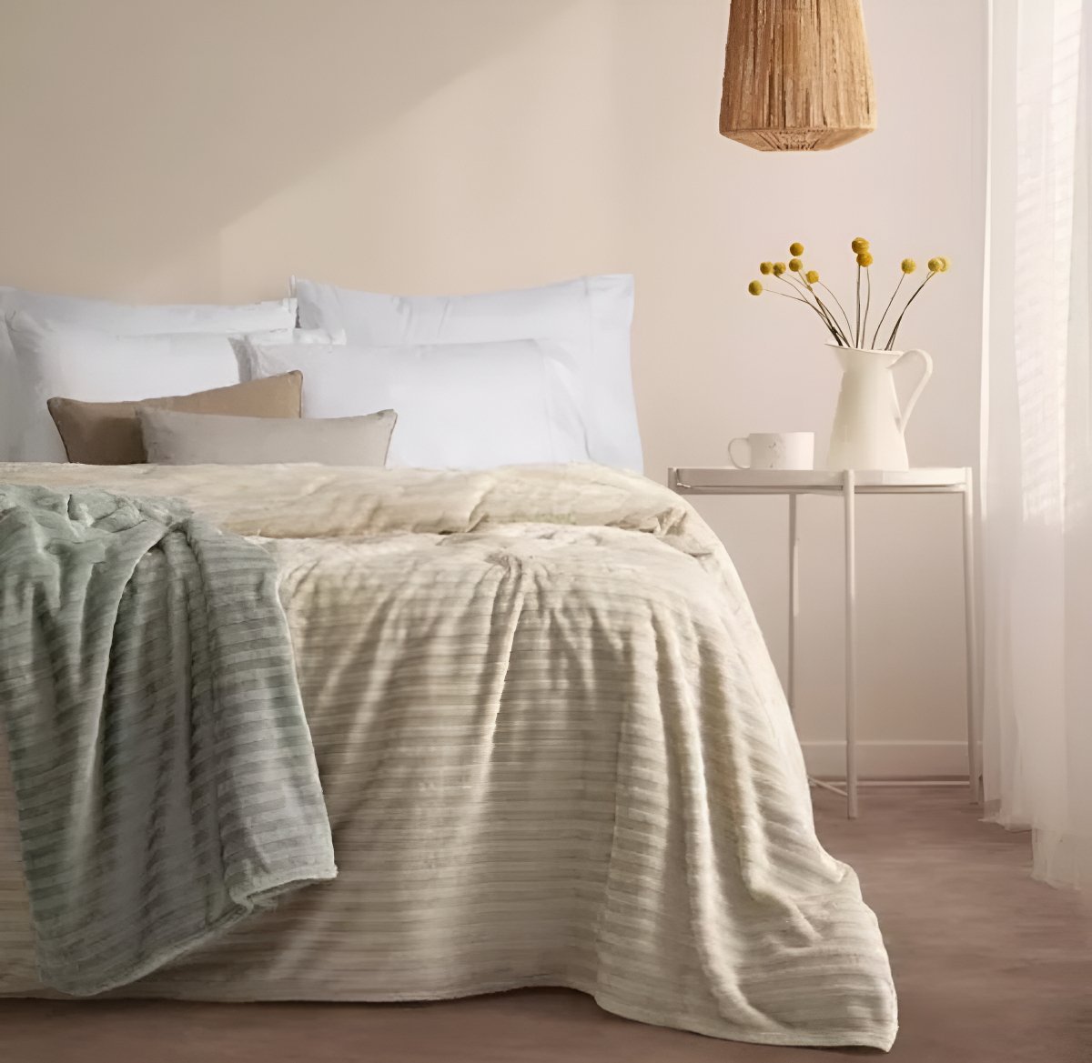 Frazada Quebec Palette Flannel Fleece 2 1/2 Plazas Color Gris Metal Diseño De La Tela Lisa Liso