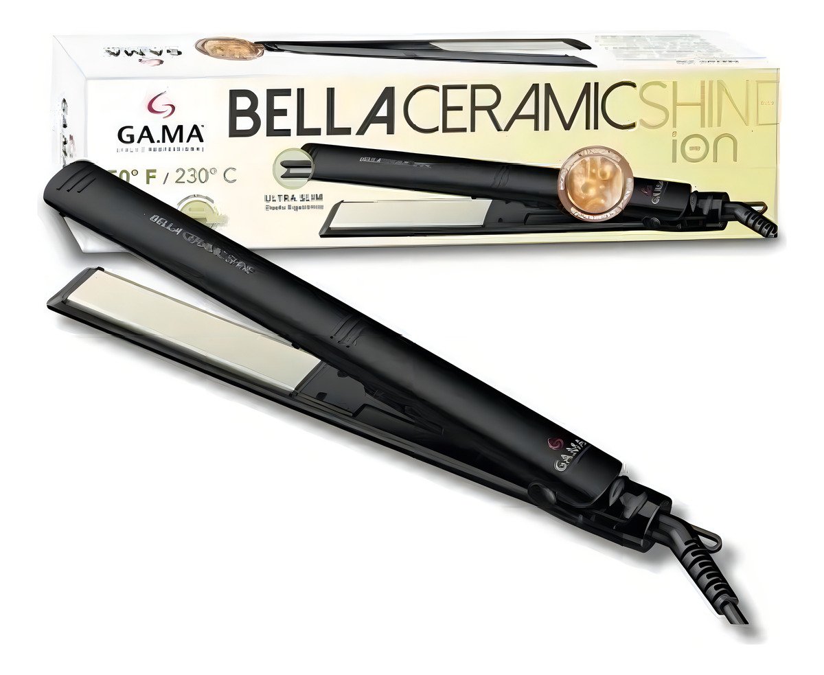 Planchita De Pelo Ga.ma Italy Elegance Bella Shine Ceramic Ion Negra Negro - Imagen 2