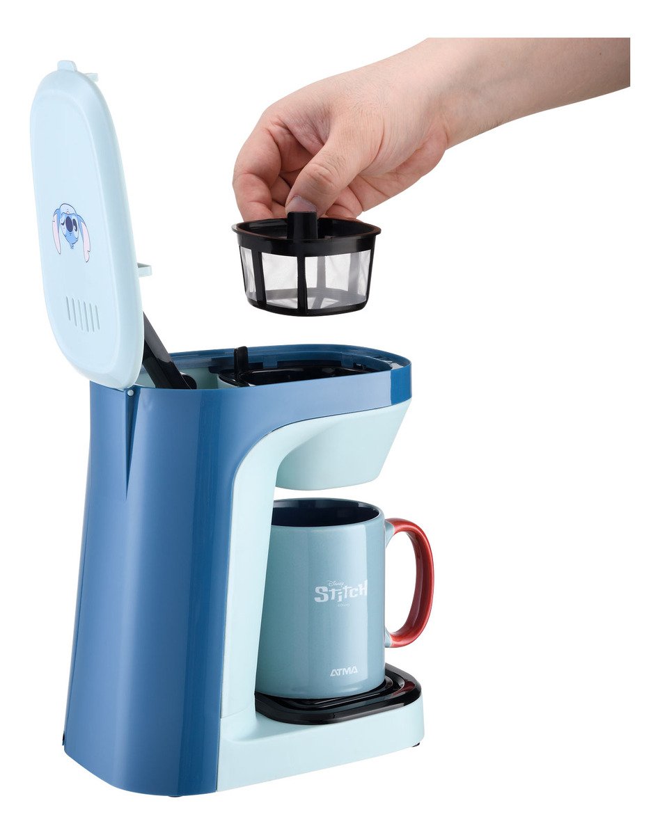 Cafetera Personal Atma Disney Stitch Con Taza De Café Celeste - Imagen 3