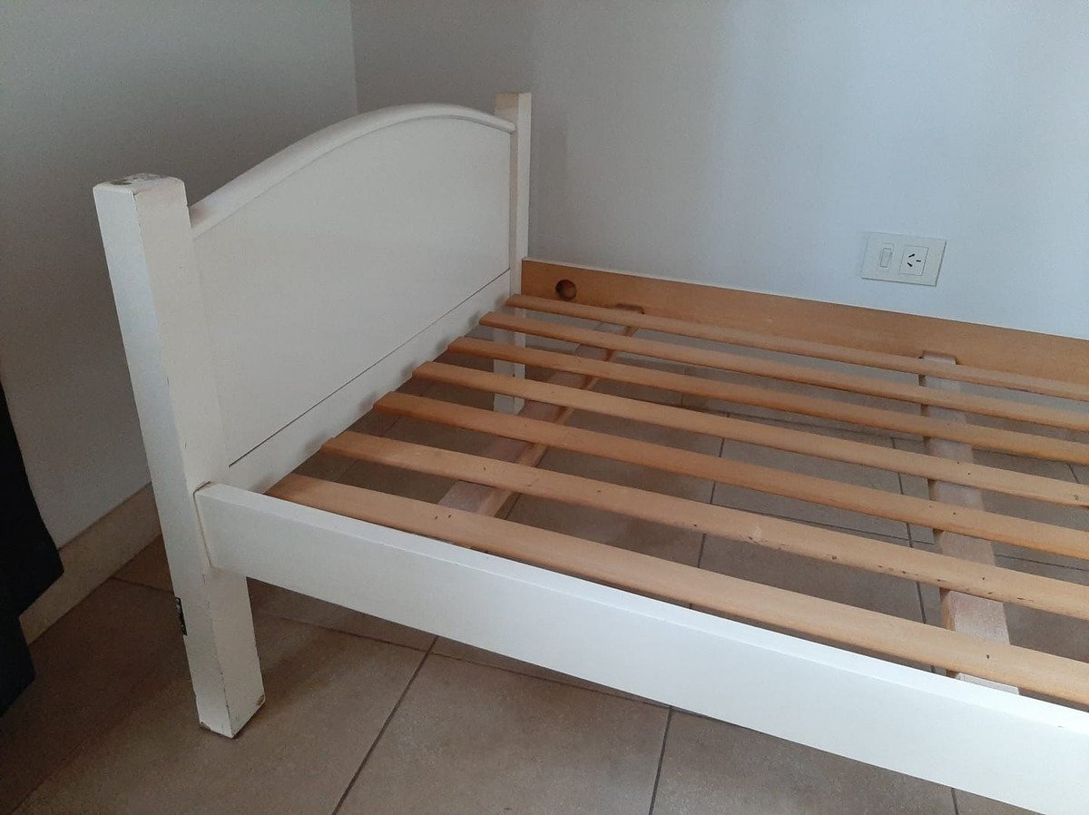 Cama Clásica Blanca 1 Plaza Con Colchón 80x190 Cm Blanco Cama Blanca 1 Plaza Con Colchon - Imagen 6