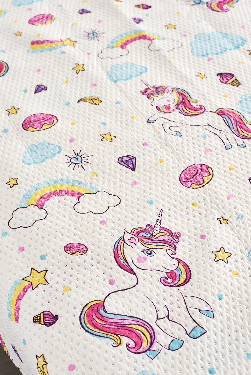 Cubrecama Verano Piñata Unicornio 1 1/2 Plaza Reversible Microfibra - Imagen 2