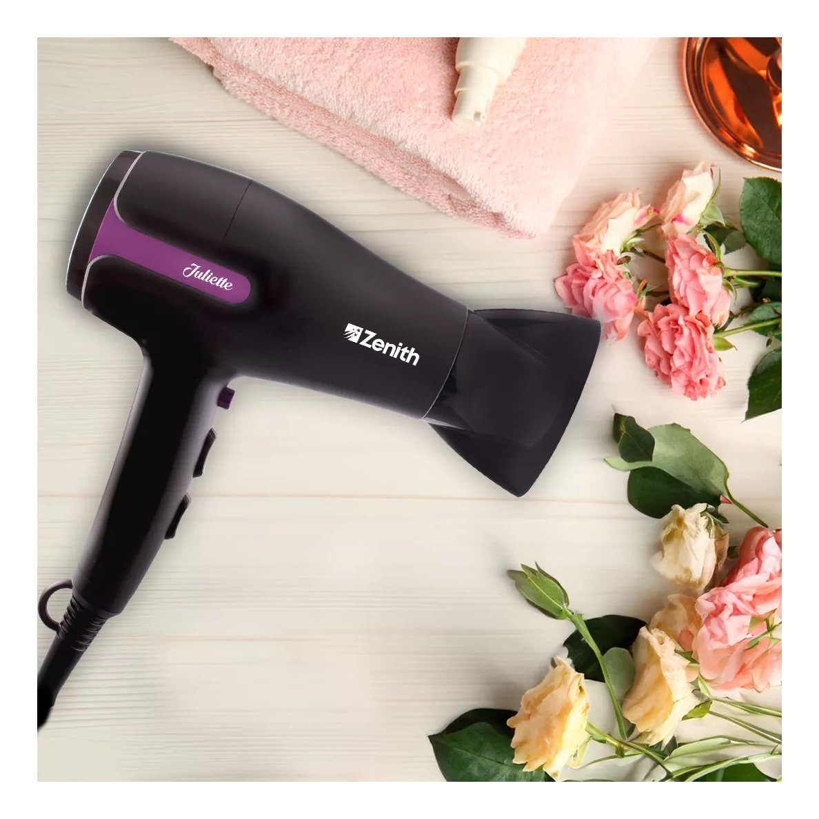 Secador De Pelo Cabello Zenith Juliette 2200w 2 Vel 3 Temp Color Negro - Imagen 2