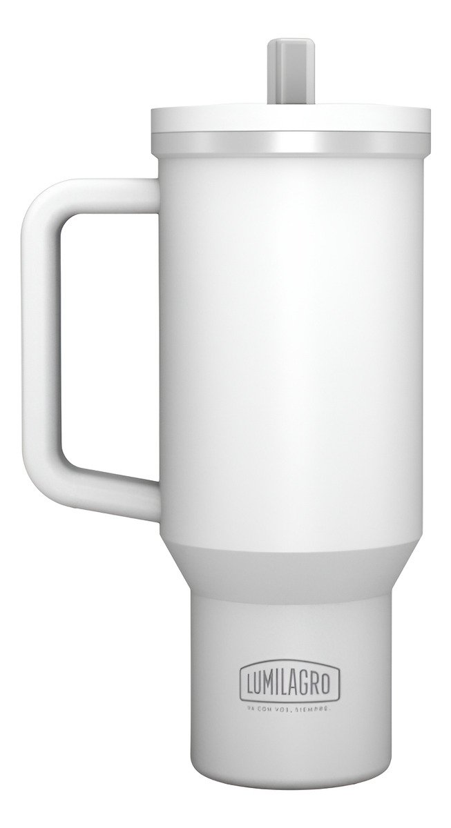 Vaso Térmico De Acero Inoxidable Lumilagro 880ml Color Blanco