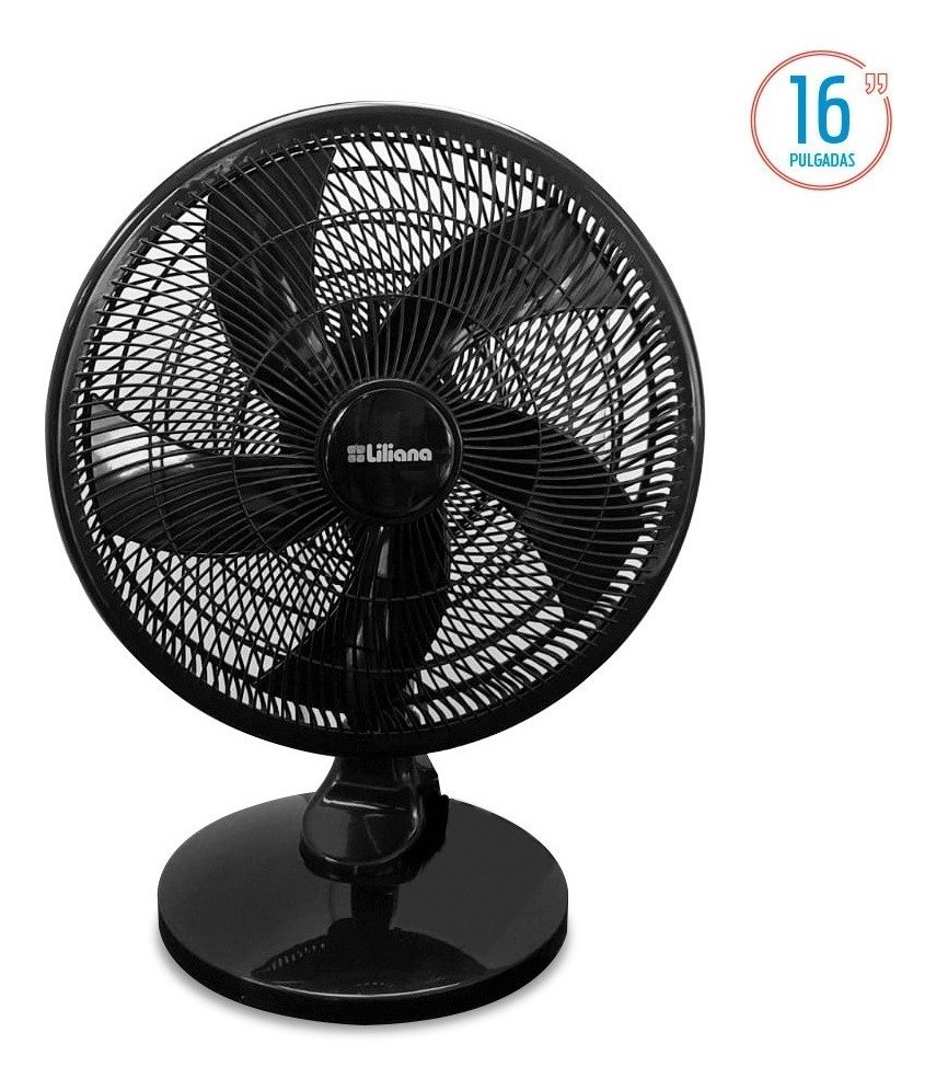 Ventilador De Mesa Liliana Negro 16 3 Velocidades 5 Aspas Oscilante Vsop16