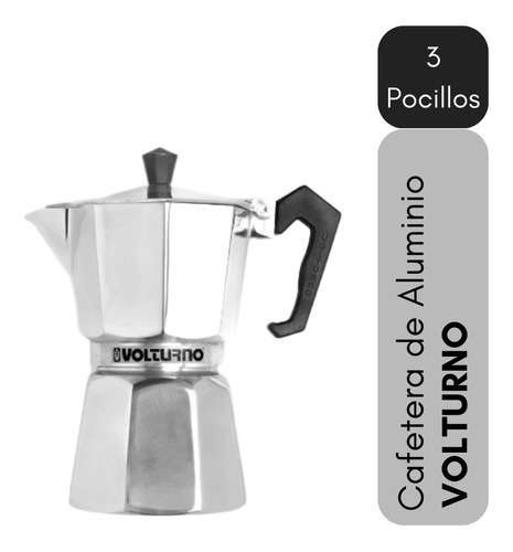 Cafetera Volturno Clasica 3 Pocillos Manual Aluminio Italian - Imagen 2