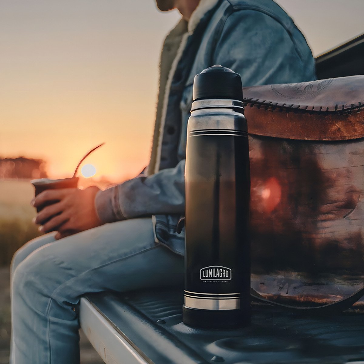 Termo Lumilagro Luminox Negro De Acero Inoxidable 1 L - Imagen 5