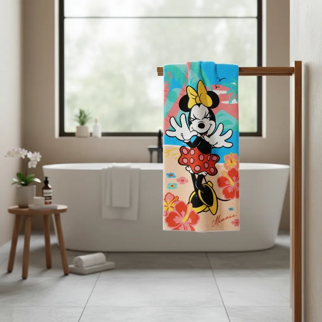 Toallones Piñata Grandes Playero Infantil Con Bolso Disney Rojo Minnie - Imagen 4