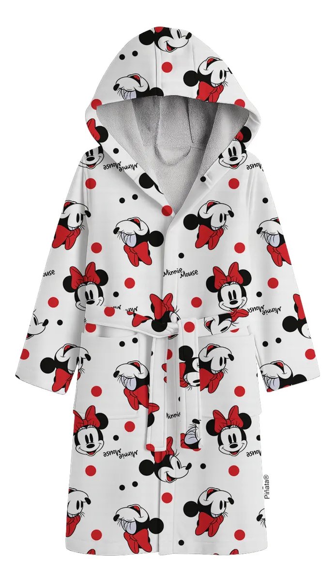 Batas De Toalla Infantil Piñata Licencia Disney Blanco Minnie 6-7 Años